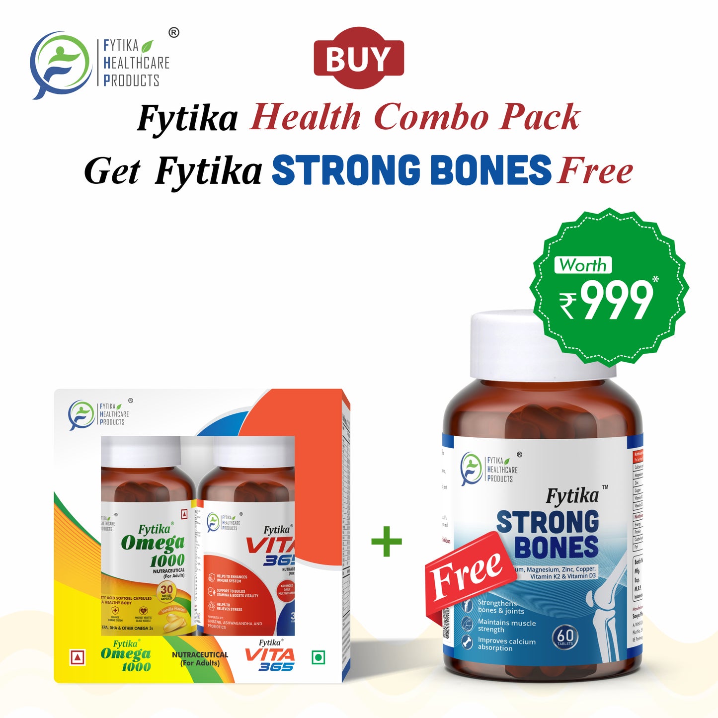 Get FREE Fytika Strong Bones with Fytika Vita 365 & Omega 1000 Combo Pack
