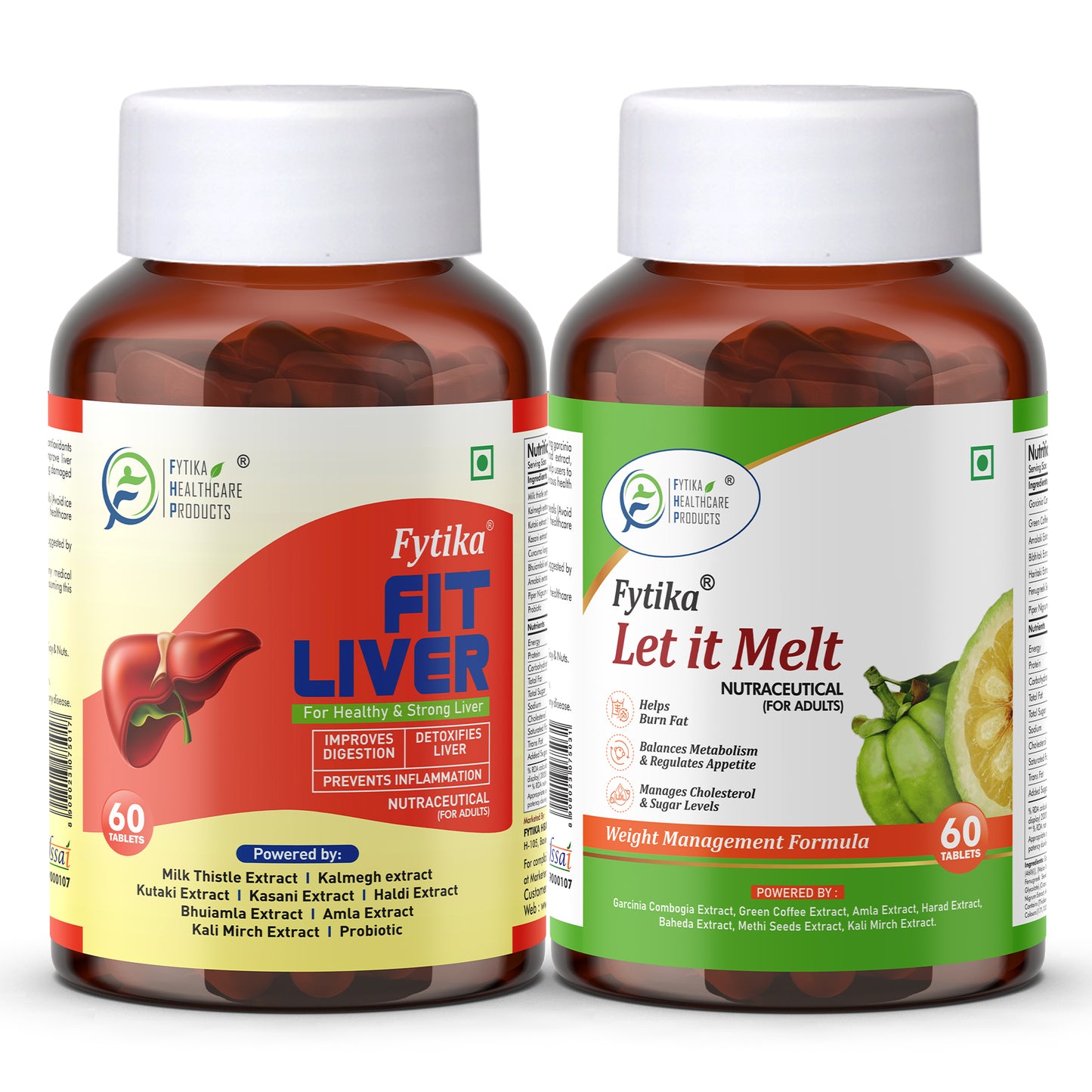 Fytika Fit Liver and Let It Melt: For Liver Health, Weight management, For Men, Women - 60 Tablets Each