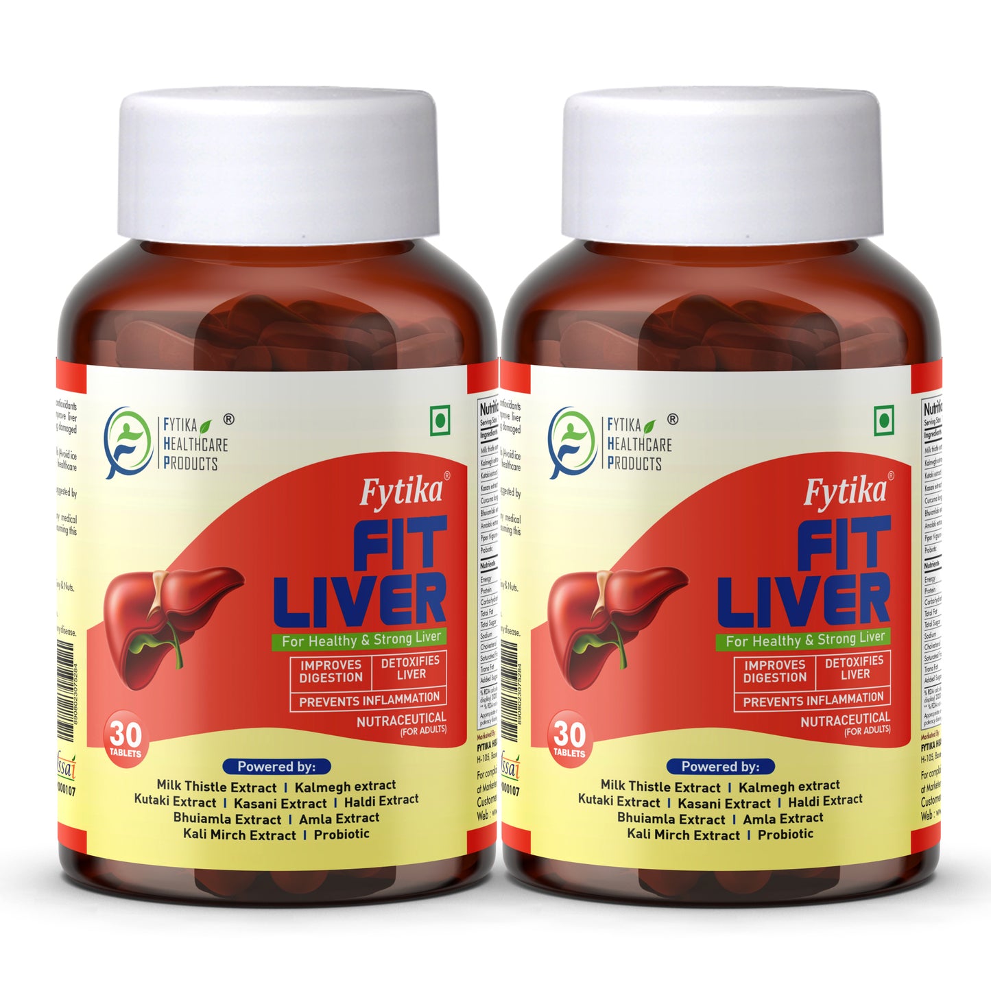 Fytika Fit Liver | Liver Detox Supplement | Liver Detox with Milk Thistle, Kalmegh, Kutaki, Kasani, Haldi | For Men & Women | 30 Tablets - Fytika Healthcare Products