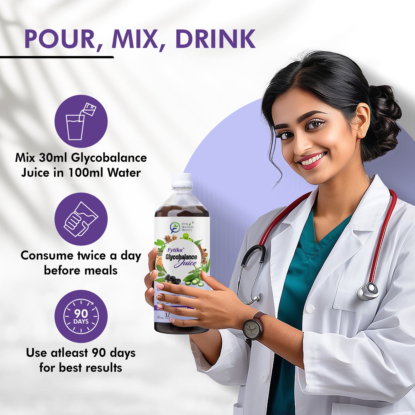 Fytika Glycobalance Juice - For Complete Diabetes Care | Karela, Jamun, Neem, Amla, Methi, Gurmar | For Men & Women - 1L - Fytika Healthcare Products