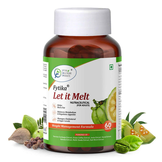 Fytika Let it Melt - Natural Weight Management Supplement, Triphala, Green Coffee, Kali Jeeri, Garcinia Cambogia, Boosts Metabolism, Digestion, For Men, Women - 60 Tablets