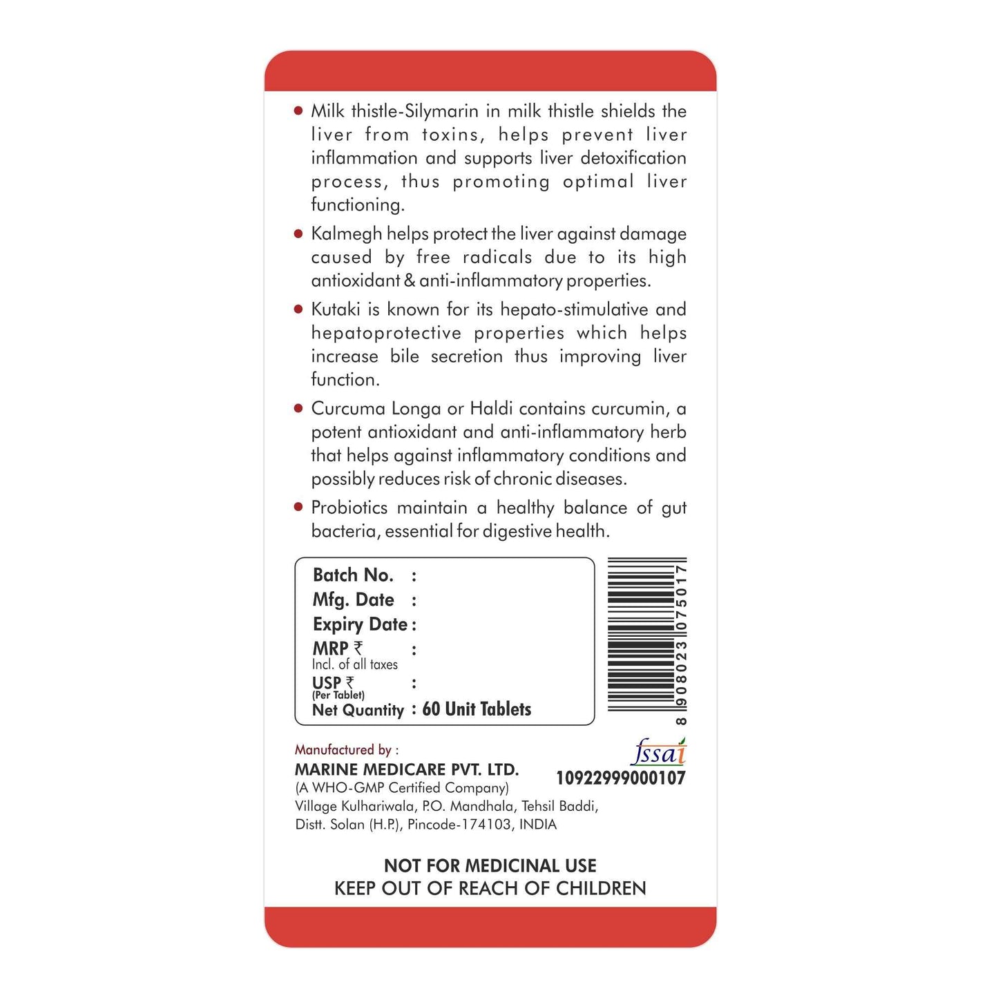 Fytika Fit Liver | Liver Detox Supplement | Liver Detox with Milk Thistle, Kalmegh, Kutaki, Kasani, Haldi | For Men & Women | 60 Tablets