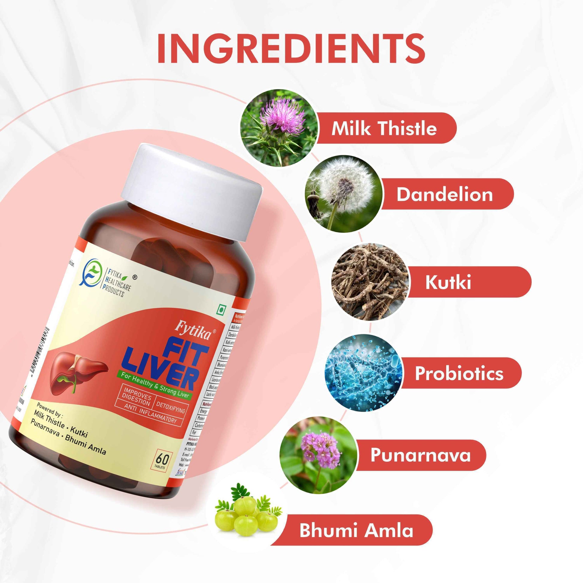 Fytika Strong Bones, Fit Liver And Immunity Booster: Liver Detox, Maintains Muscles, Immunity - For Men, Women - 60 Tabs Each
