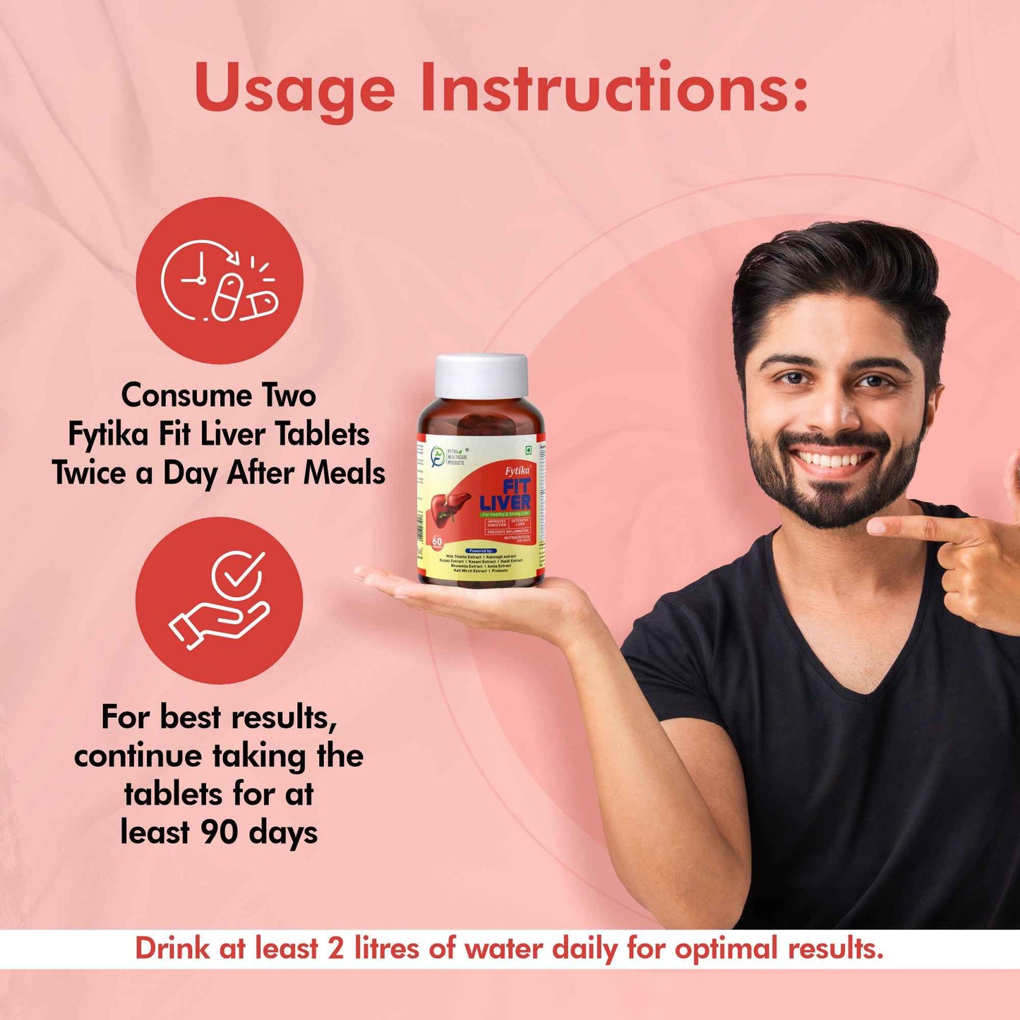 Fytika Fit Liver | Liver Detox Supplement | Liver Detox with Milk Thistle, Kalmegh, Kutaki, Kasani, Haldi | For Men & Women | 60 Tablets