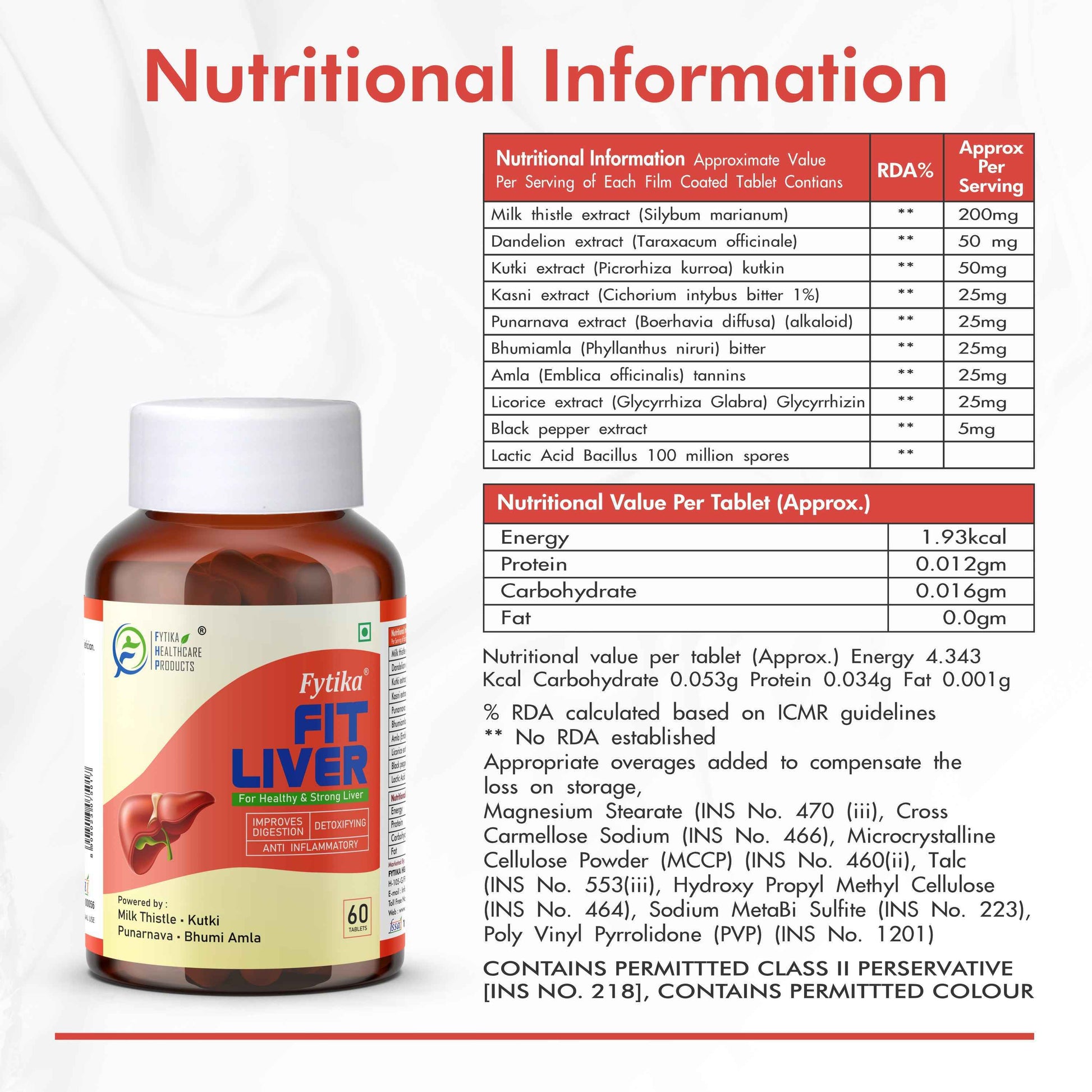 Fytika Fit Liver and Immunity Booster: Liver Detox, Boosts Immunity, For Men, Women - 60 Tablets Each