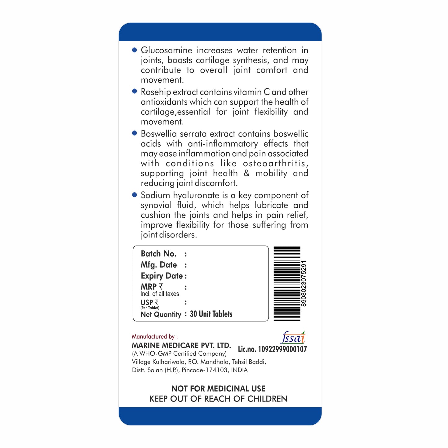 Fytika Flexi Move - Joint Support Supplement, Glucosamine, Rosehip, Boswellia Serrata, Supports Bone, Joint, Cartilage Health, For Men, Women - 30 Tablets - Fytika Healthcare Products