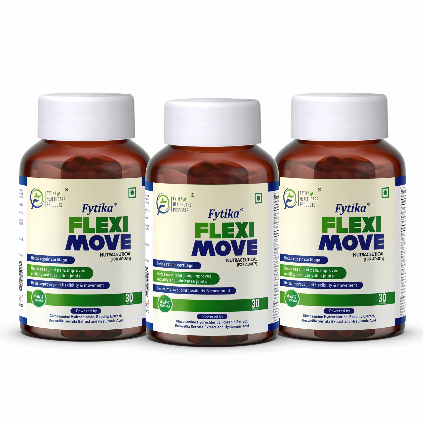 Fytika Flexi Move - Joint Support Supplement, Glucosamine, Rosehip, Boswellia Serrata, Supports Bone, Joint, Cartilage Health, For Men, Women - 30 Tablets - Fytika Healthcare Products