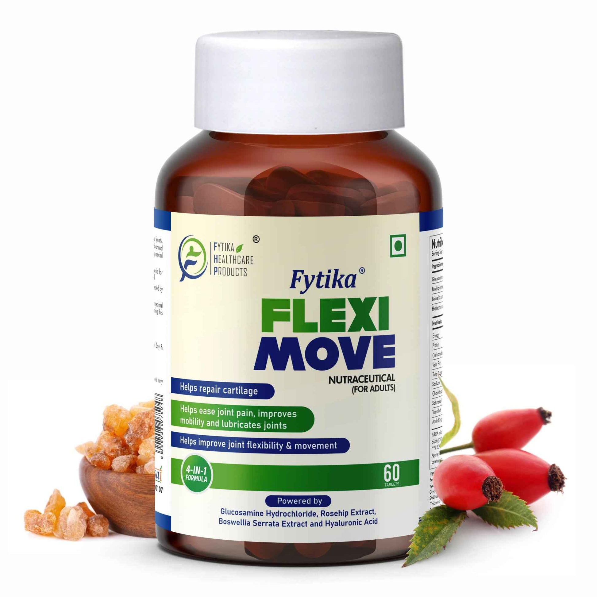 Fytika Flexi Move - Joint Support Supplement, Glucosamine, Rosehip, Boswellia Serrata, Supports Bone, Joint, Cartilage Health, For Men, Women - 60 Tablets