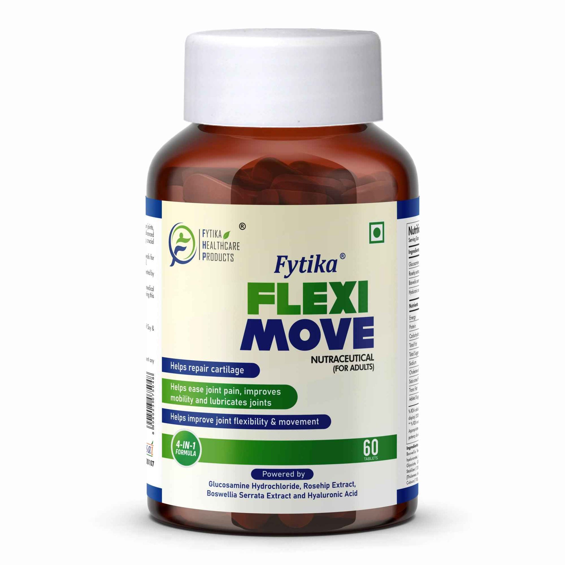Fytika Flexi Move - Joint Support Supplement, Glucosamine, Rosehip, Boswellia Serrata, Supports Bone, Joint, Cartilage Health, For Men, Women - 60 Tablets