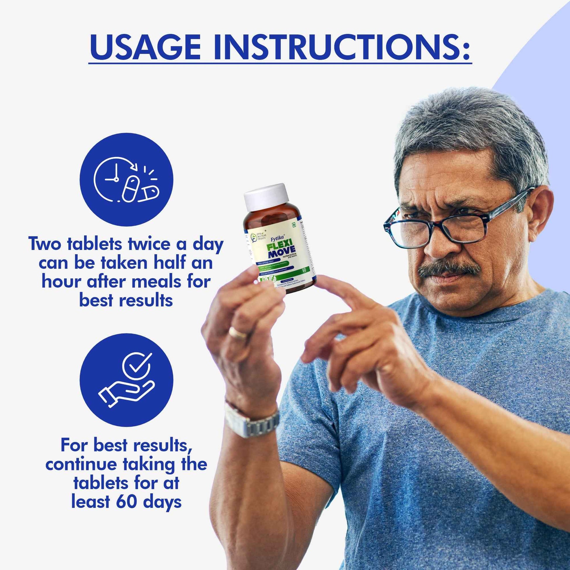 Fytika Flexi Move - Joint Support Supplement, Glucosamine, Rosehip, Boswellia Serrata, Supports Bone, Joint, Cartilage Health, For Men, Women - 60 Tablets