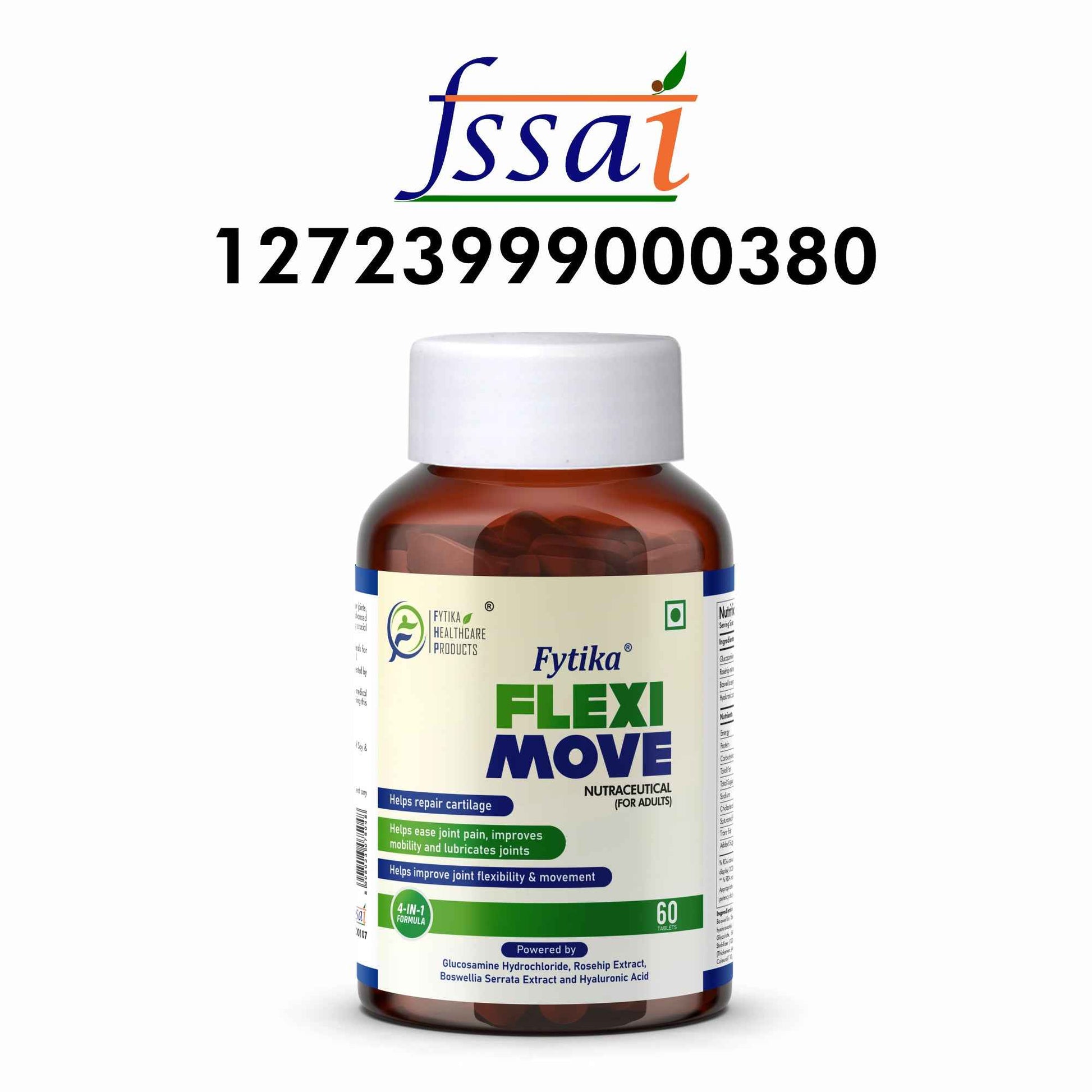 Fytika Flexi Move - Joint Support Supplement, Glucosamine, Rosehip, Boswellia Serrata, Supports Bone, Joint, Cartilage Health, For Men, Women - 60 Tablets