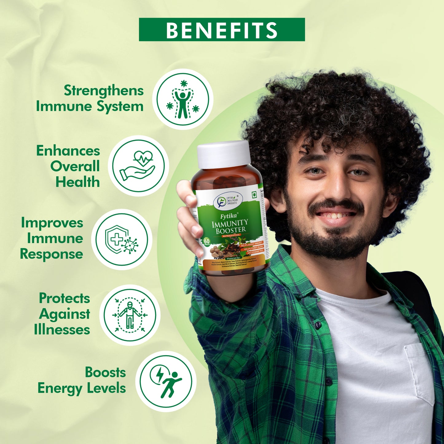 Fytika Immunity Booster Tablets for Adults - Support Immune System, Formulated with Giloy, Ashwagandha, Tulsi, Neem and More - 60 Tablets
