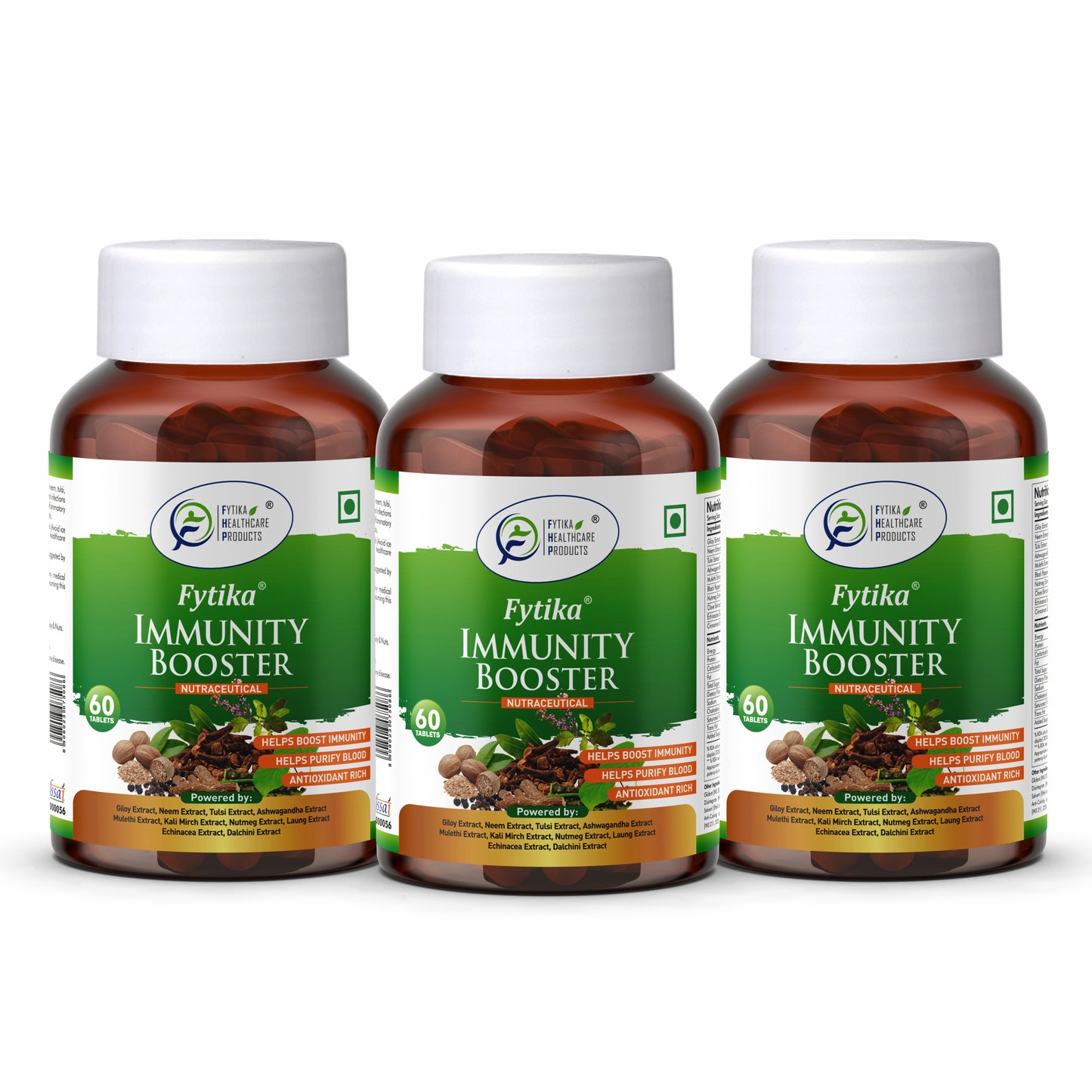 Fytika Immunity Booster Tablets for Adults - Support Immune System, Formulated with Giloy, Ashwagandha, Tulsi, Neem and More - 60 Tablets