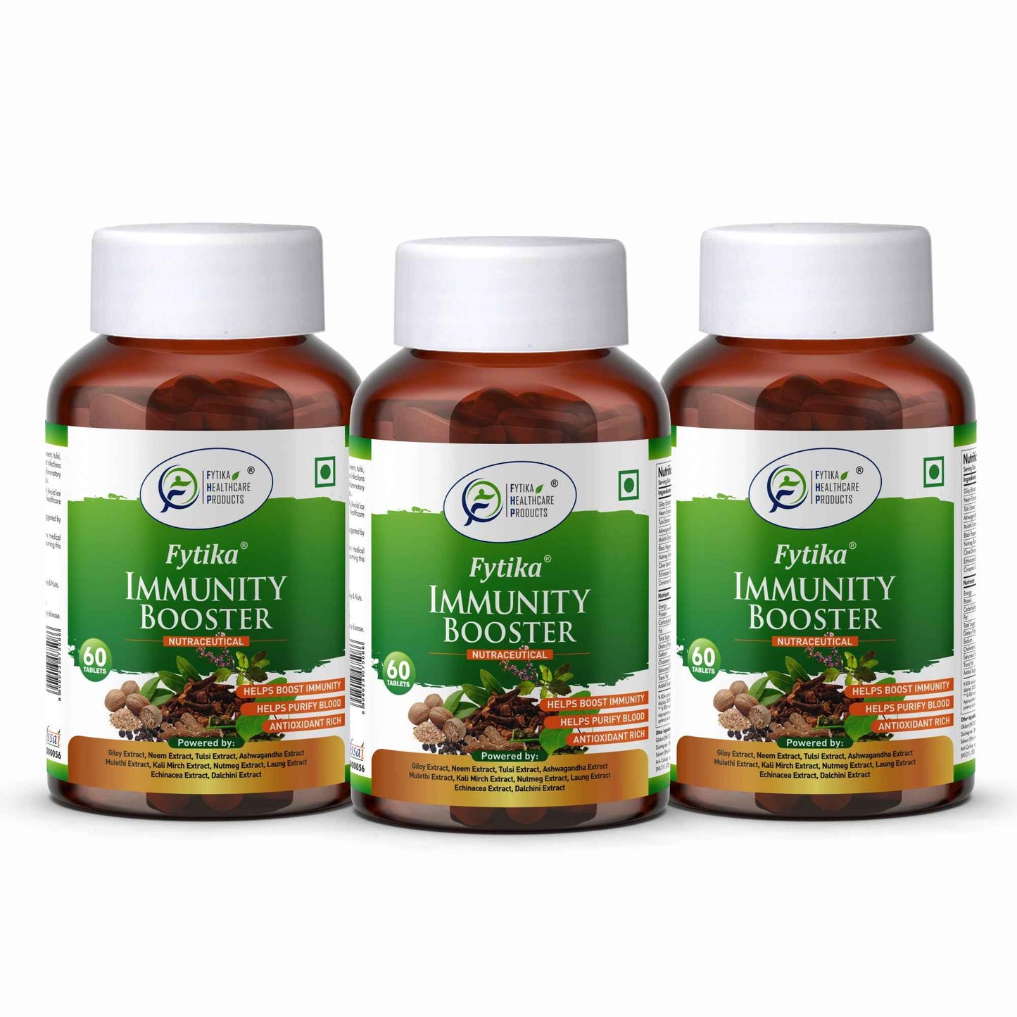 Fytika Immunity Booster Tablets for Adults - Support Immune System, Formulated with Giloy, Ashwagandha, Tulsi, Neem and More - 60 Tablets
