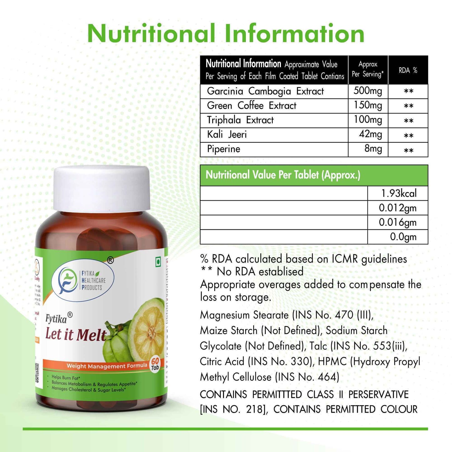 Fytika Strong Bones and Let It Melt: Weight management, Strong Bones, For Men, Women - 60 Tablets Each