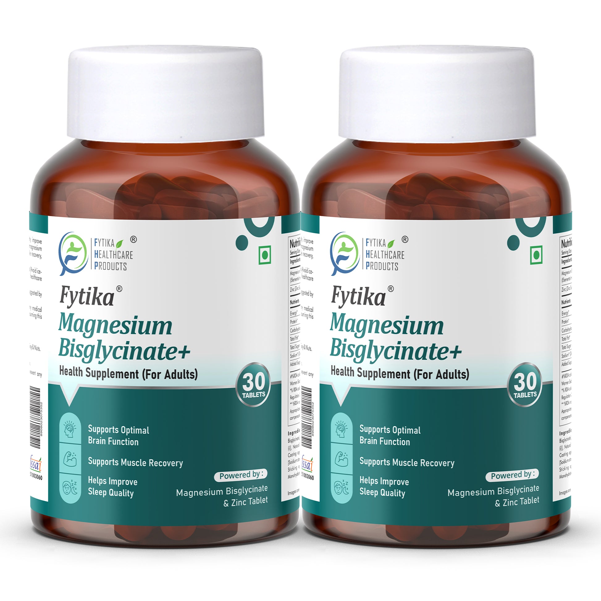 Fytika Magnesium Bisglycinate + | High Absorption Chelated Form | For Better Sleep, Stress Management, Muscle Recovery & Enhanced Workout Performance | With Magnesium (as Bisglycinate) & Zinc | For Men & Women | 30 Tablets - Fytika Healthcare Products