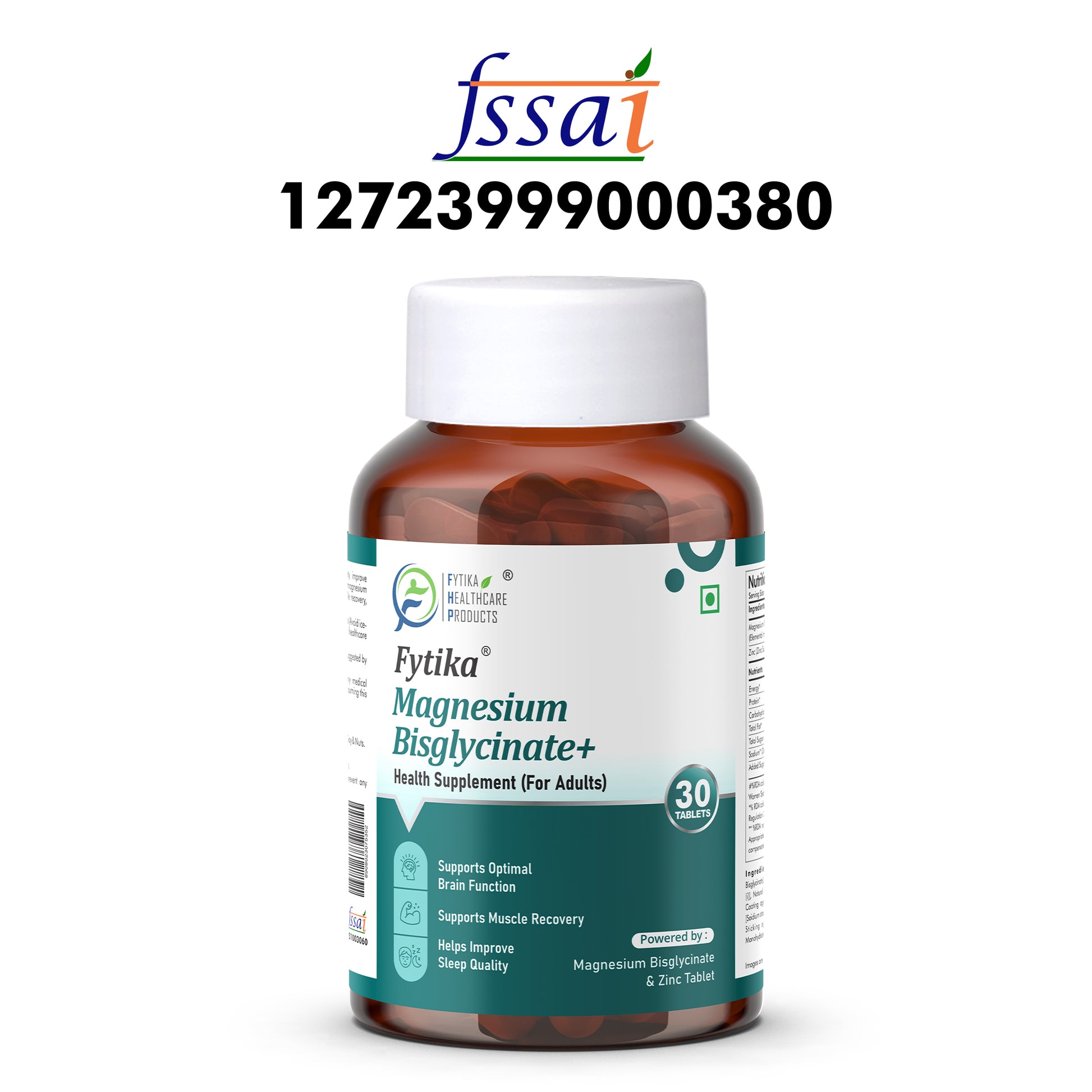 Fytika Magnesium Bisglycinate + | High Absorption Chelated Form | For Better Sleep, Stress Management, Muscle Recovery & Enhanced Workout Performance | With Magnesium (as Bisglycinate) & Zinc | For Men & Women | 30 Tablets - Fytika Healthcare Products