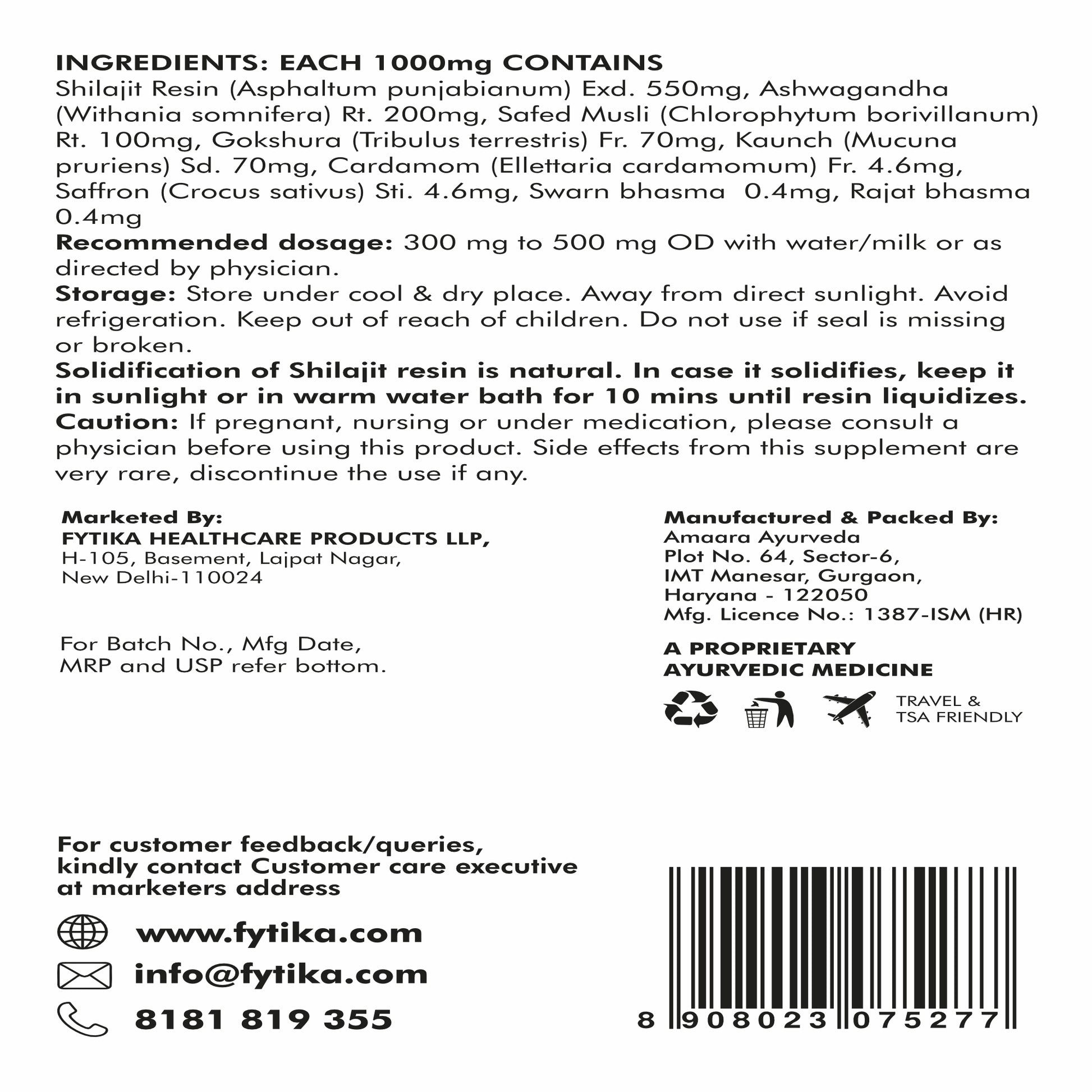 Fytika Shilajit Gold & Silver Resin -100% Ayurvedic Himalayan Shilajit | Swarn Bhasam, Rajat Bhasam, Ashwagandha, Safed Muesli, Gokshura, Kaunch | For Men & Women - 20G - Fytika Healthcare Products