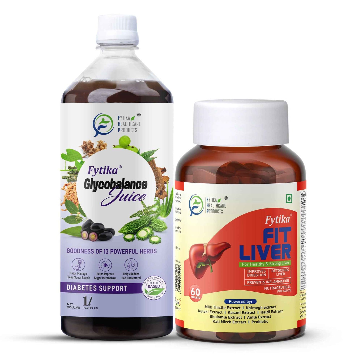 Fytika Glycobalance Juice & Fit Liver Tablets Combo | Diabetes Support, Liver Detox & Digestive Health