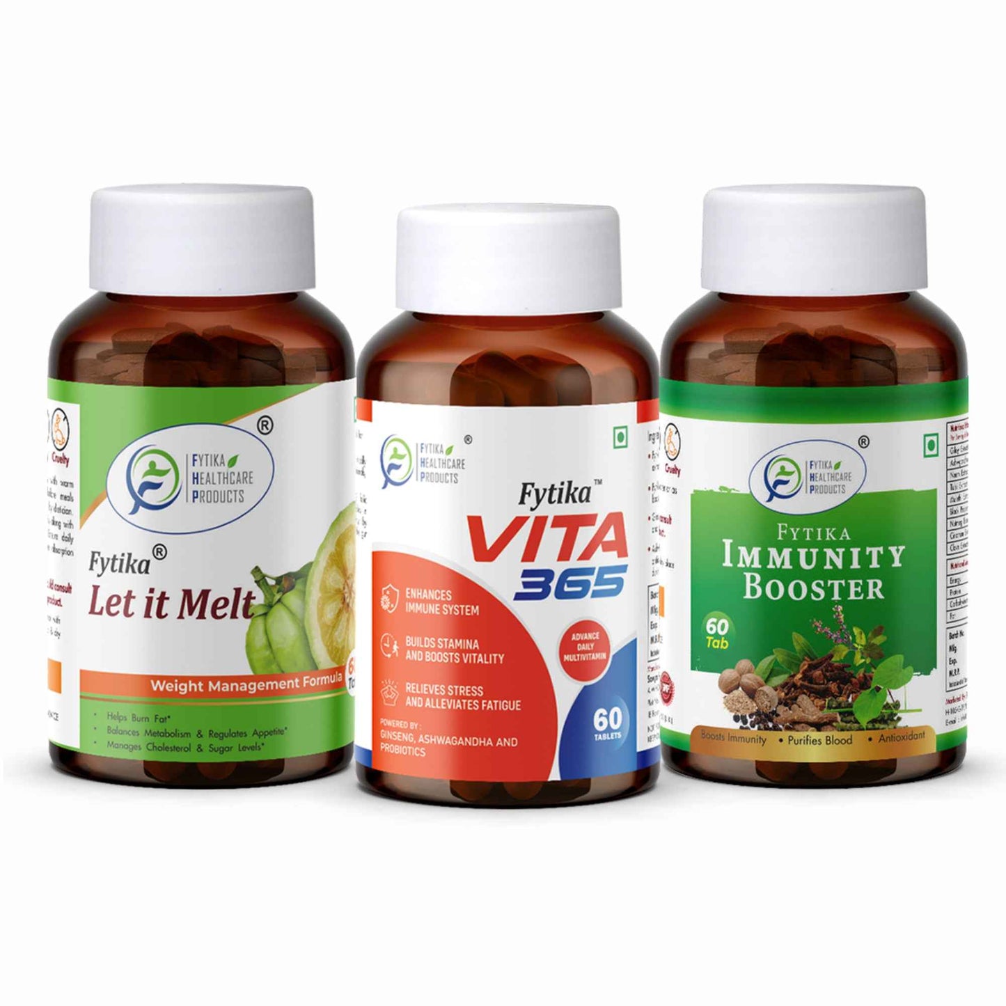 Fytika Let It Melt, Vita 365 And Immunity Booster ( Pack of 3 ) For Men, Women - 60 Tablets Each