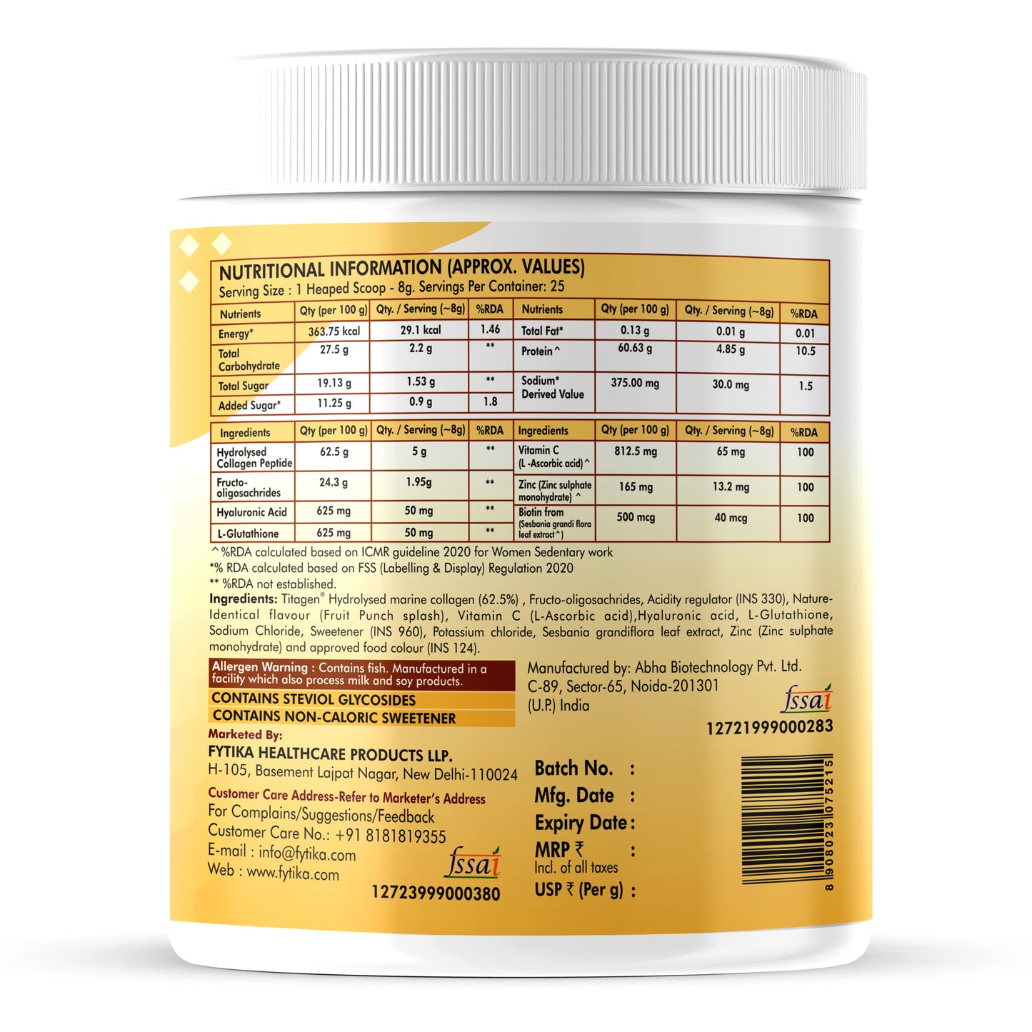 Fytika Let It Glow Collagen Powder - Pineapple + Fruit Punch (200g each) - Fytika Healthcare Products