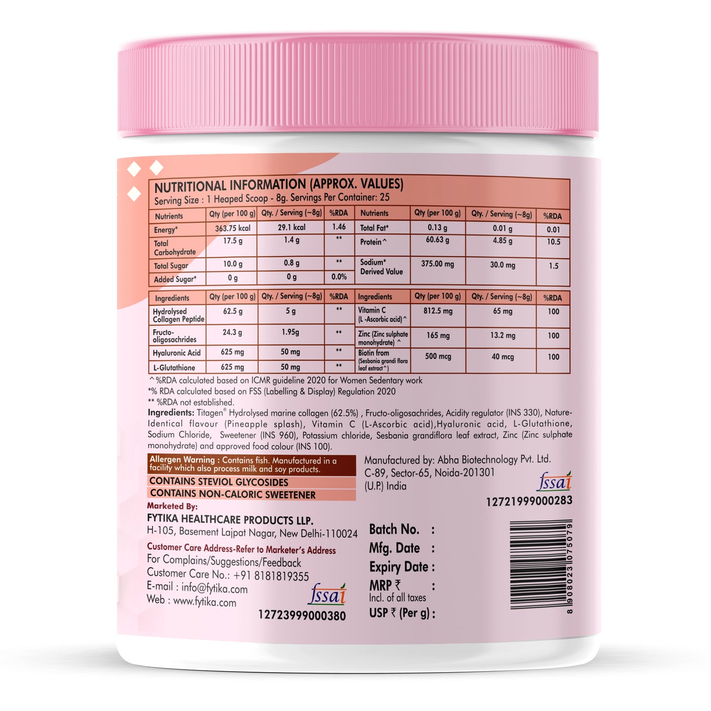 Fytika Let It Glow Collagen Powder - Fruit Punch + Pineapple + Orange Splash (200g each)
