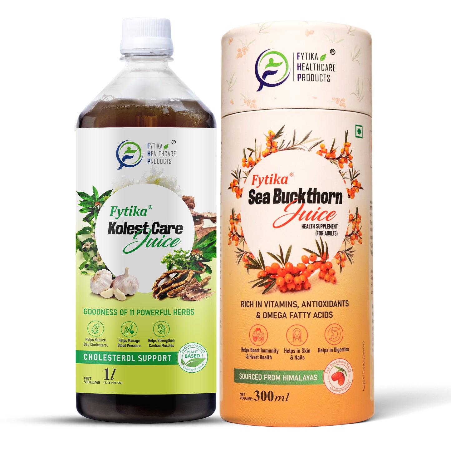 Fytika Kolest Care Juice with Sea Buckthorn Juice – Ayurvedic Combo for Cholesterol Control, Heart Health, Immunity & Overall Wellness