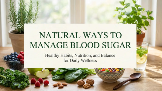 Natural ways to manage blood sugar with healthy foods including berries, nuts, vegetables, and whole grains for balanced nutrition and daily wellness support.