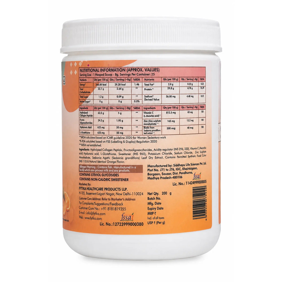 Fytika Let It Glow Collagen Powder - Fruit Punch + Orange splash (200g each)