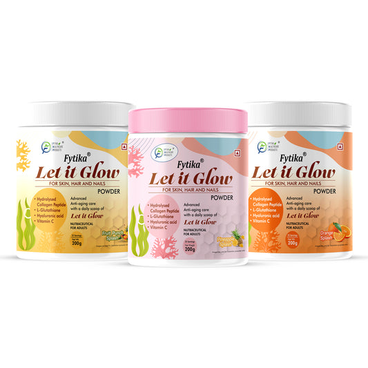 Fytika Let It Glow Collagen Powder - Fruit Punch + Pineapple + Orange Splash (200g each)