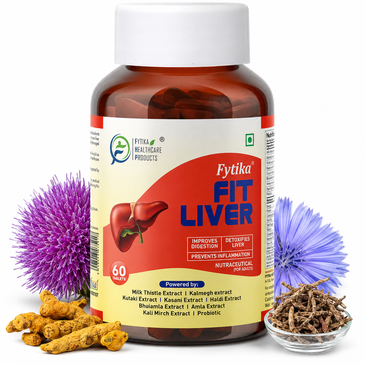 Fytika Fit Liver | Liver Detox Supplement | Liver Detox with Milk Thistle, Kalmegh, Kutaki, Kasani, Haldi