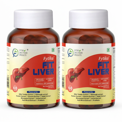 Fytika Fit Liver | Liver Detox Supplement | Liver Detox with Milk Thistle, Kalmegh, Kutaki, Kasani, Haldi | For Men & Women | Pack of 2 (120 Tabs)