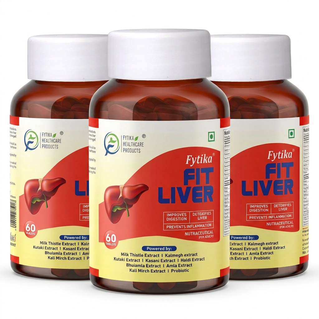 Fytika Fit Liver | Liver Detox Supplement | Liver Detox with Milk Thistle, Kalmegh, Kutaki, Kasani, Haldi | For Men & Women | Pack of 3 (180 Tabs)