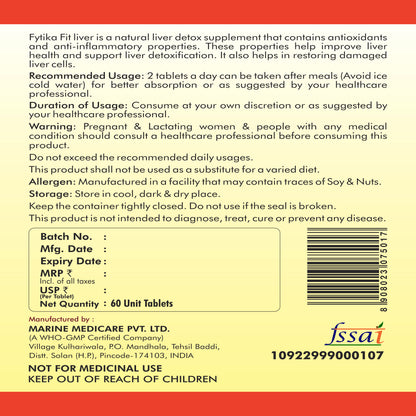 Fytika Fit Liver | Liver Detox Supplement | Liver Detox with Milk Thistle, Kalmegh, Kutaki, Kasani, Haldi