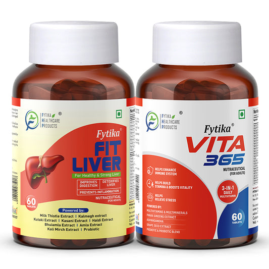 Fytika Vita 365 and Fit Liver: For Immunity, Liver Detoxification, For Men, Women - 60 Tablets Each