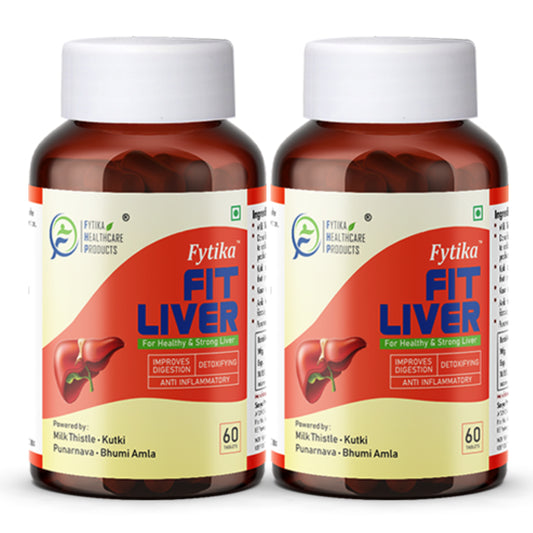 Fytika Fit Liver - Liver Detox Supplement, Milk Thistle, Dandelion, Kutki, Kasni, Punarnava, For Men, Women  - Pack Of 2 (120 Tabs)