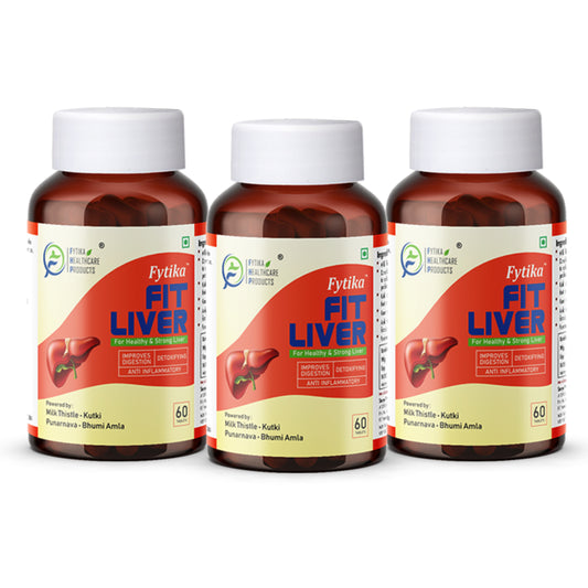 Fytika Fit Liver - Liver Detox Supplement, Milk Thistle, Dandelion, Kutki, Kasni, Punarnava, For Men, Women  - Pack Of 3 (180 Tabs)