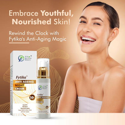 Fytika Anti Aging Night Cream - Organic Elixir Combats Lines, Wrinkles, Dark Spots, Blemishes Skin, For Men, Women - 50 ML
