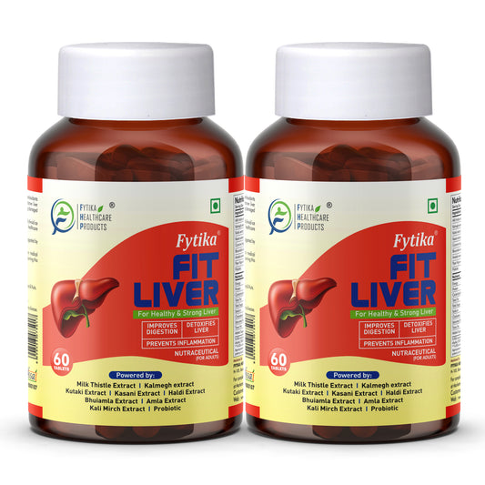 Fytika Fit Liver | Liver Detox Supplement | Liver Detox with Milk Thistle, Kalmegh, Kutaki, Kasani, Haldi | For Men & Women | Pack of 2 (120 Tabs)