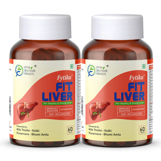 Fytika Fit Liver - Liver Detox Supplement, Milk Thistle, Dandelion, Kutki, Kasni, Punarnava, For Men, Women  - Pack Of 2 (120 Tabs)