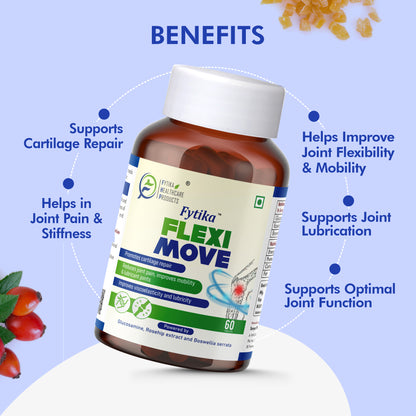 Fytika Flexi Move - Joint Support Supplement, Glucosamine, Rosehip, Boswellia Serrata, Supports Bone, Joint, Cartilage Health, For Men, Women - 60 Tablets