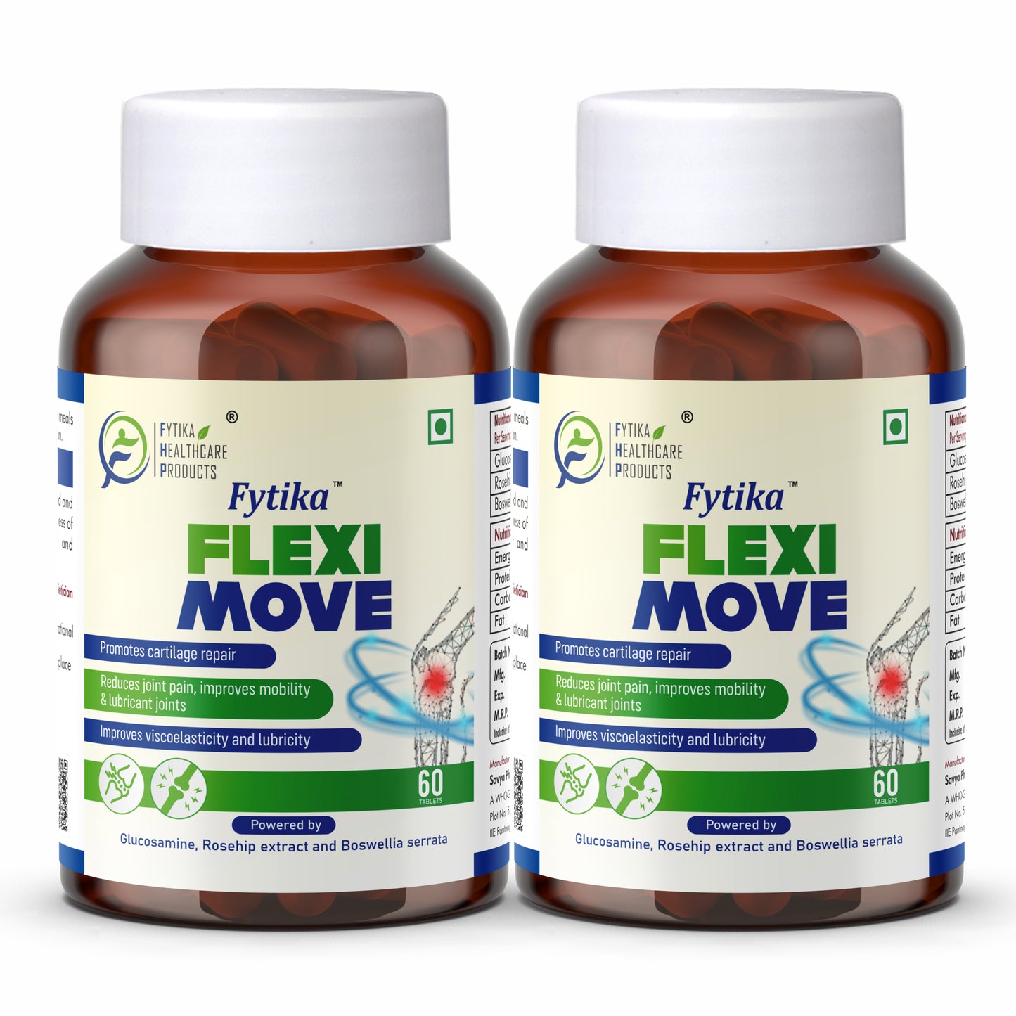Fytika Flexi Move - Joint Support Supplement, Glucosamine, Rosehip, Boswellia Serrata, Supports Bone, Joint, Cartilage Health, For Men, Women - 60 Tablets