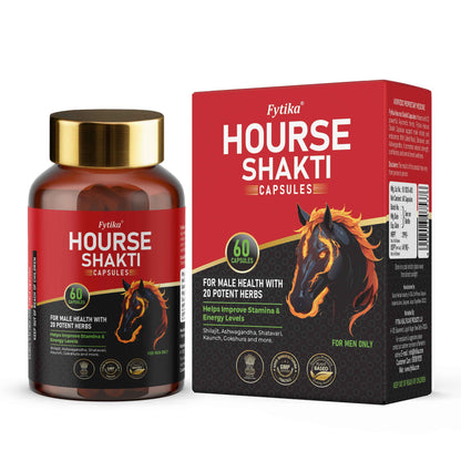Fytika Hourse Shakti Capsules | 20 Potent Ayurvedic Herbs | For Men Strength, Stamina & Daily Vitality | 60 Capsules