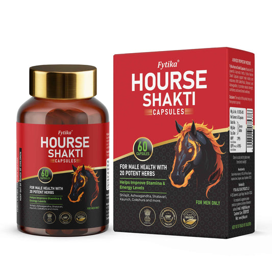 Fytika Hourse Shakti Capsules | 20 Potent Ayurvedic Herbs | For Men Strength, Stamina & Daily Vitality | 60 Capsules