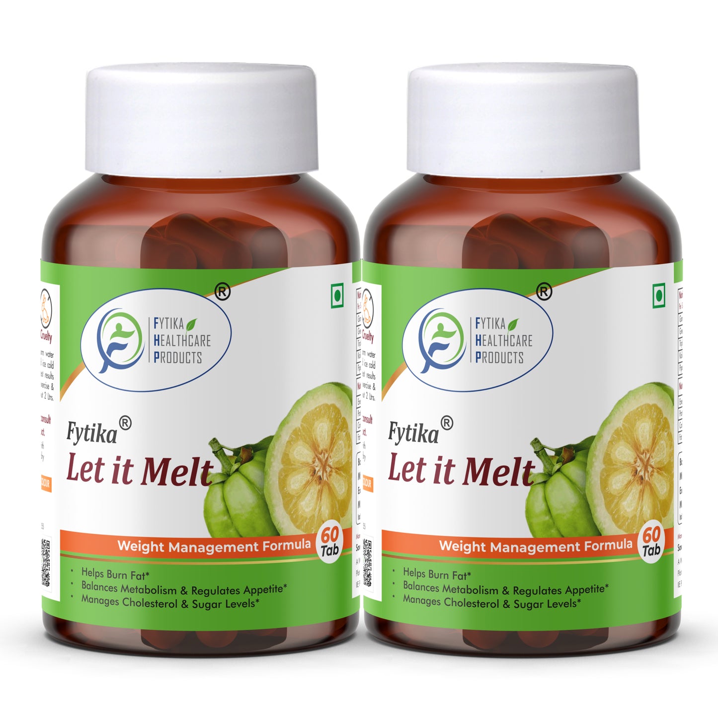 Fytika Let it Melt - Natural Weight Management Supplement, Triphala, Green Coffee, Kali Jeeri, Garcinia Cambogia, Boosts Metabolism, Digestion, For Men, Women- Pack of 2 (120 Tabs)