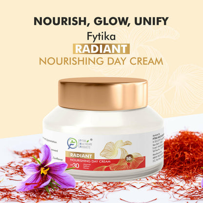 Fytika Radiant Nourishing Day Cream - Targets Dark Spots, Sun Tan, Burns, Pigmentation, SPF 30 Protection, For Men, Women - 50 G