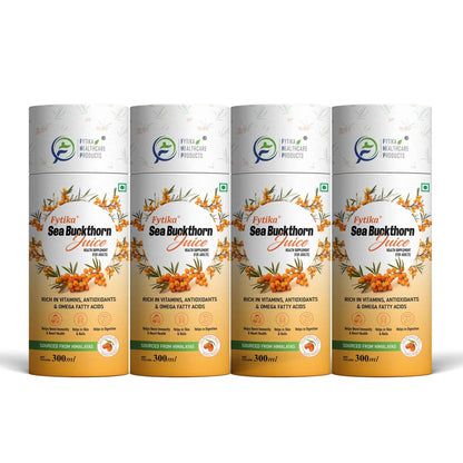 Fytika Sea Buckthorn Juice | Pulp Concentrate 300 ml Made for Your Total Body Care & Wellness | Rich in Vitamin C, Omega 3, 6, 7, 9 & Antioxidants | For Men & Women | 300 ml Each (PACK OF 4)