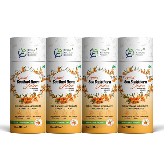 Fytika Sea Buckthorn Juice | Pulp Concentrate 300 ml Made for Your Total Body Care & Wellness | Rich in Vitamin C, Omega 3, 6, 7, 9 & Antioxidants | For Men & Women | 300 ml Each (PACK OF 4)
