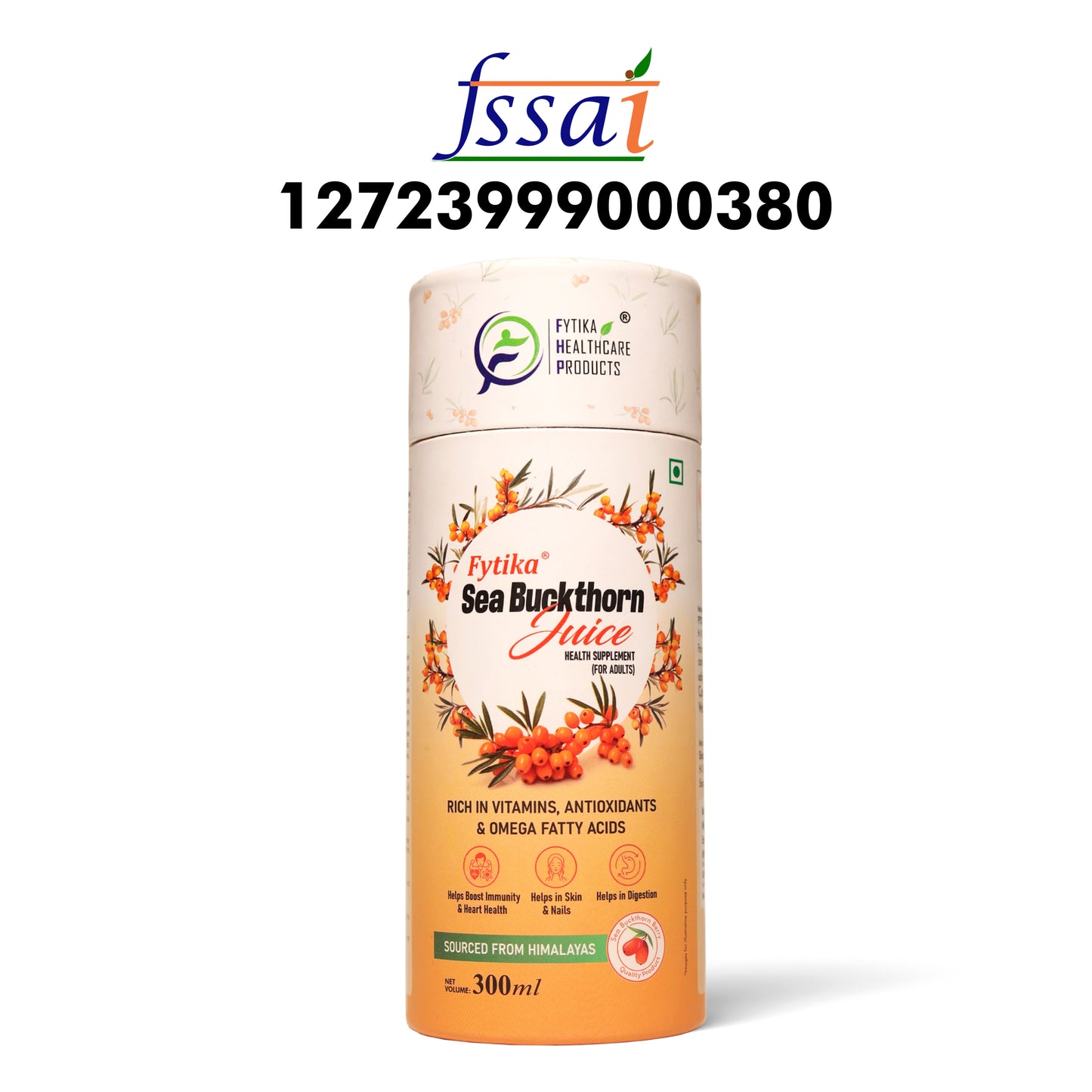 Fytika Sea Buckthorn Juice | Pulp Concentrate 300 ml Made for Your Total Body Care & Wellness | Rich in Vitamin C, Omega 3, 6, 7, 9 & Antioxidants | For Men & Women | 300 ml Each (PACK OF 4)