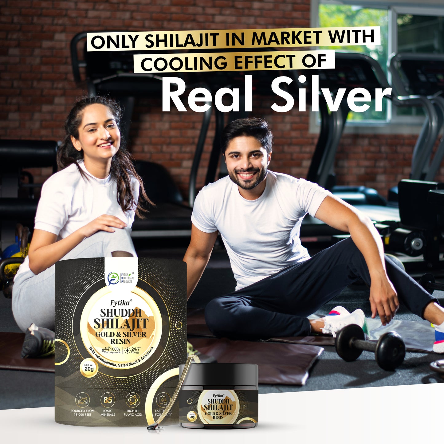 Fytika Shuddh Shilajit Gold & Silver Resin -100% Ayurvedic Himalayan Shilajit | Swarn Bhasam, Rajat Bhasam, Ashwagandha, Safed Muesli, Gokshura, Kaunch | For Men & Women - 20G